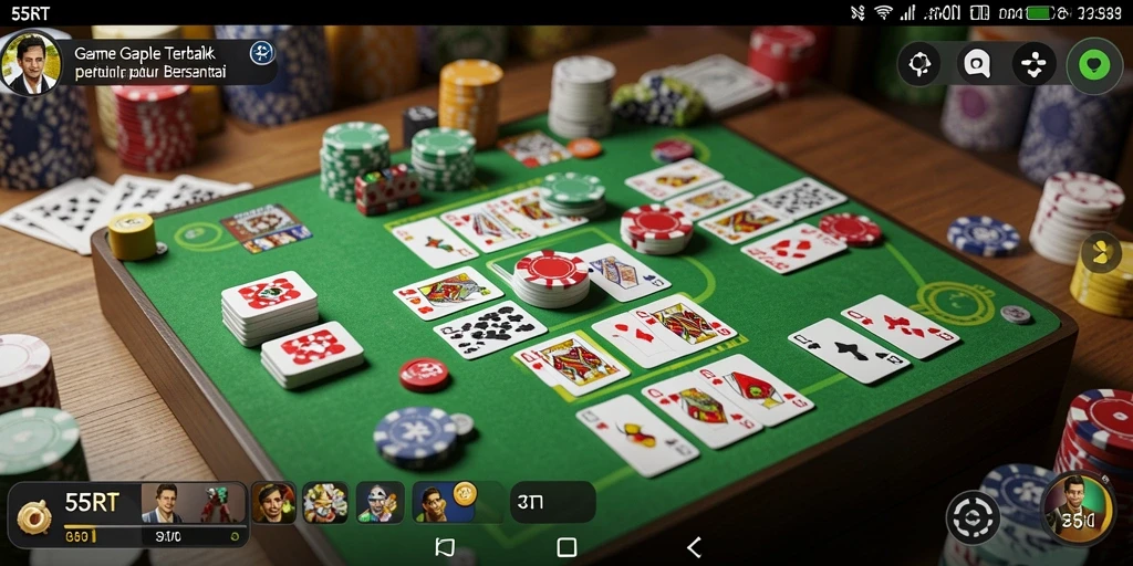 Gameplay seru Gaple di 55RT dengan teman-teman.