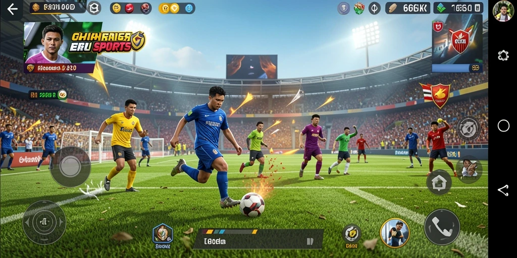 Tampilan gameplay seru 66K dalam pertandingan olahraga.
