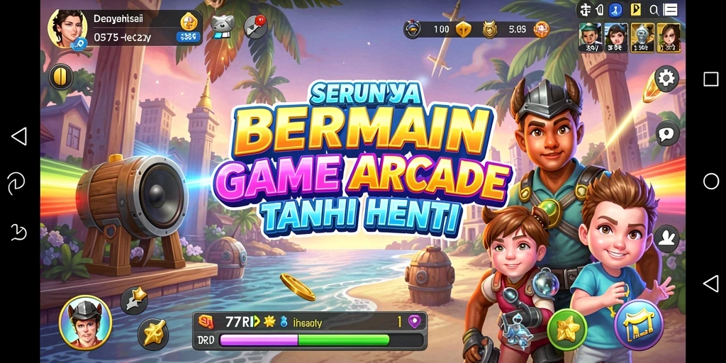 Screenshot utama 77RP menampilkan aksi permainan Arcade yang seru.