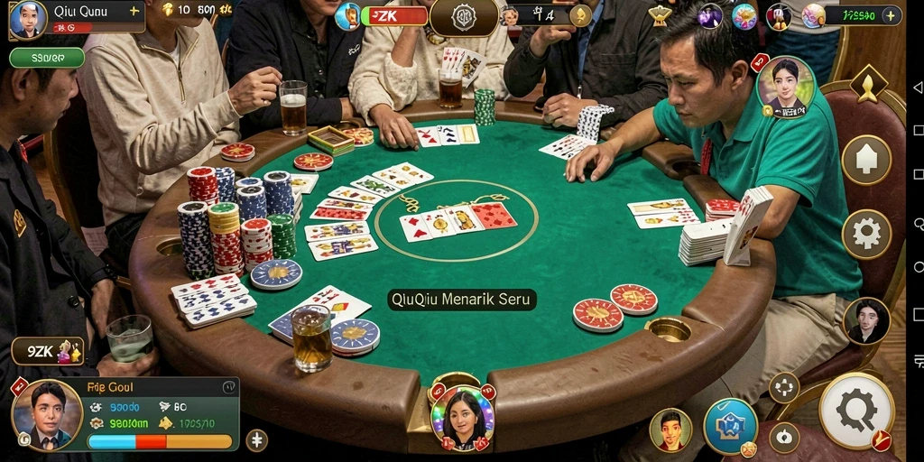 Tampilan gameplay seru dari 9ZK dengan kartu QiuQiu.