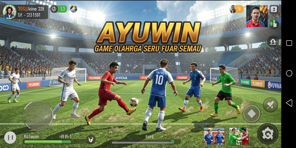 Screenshot AYUWIN menampilkan pertandingan olahraga menegangkan dan seru.