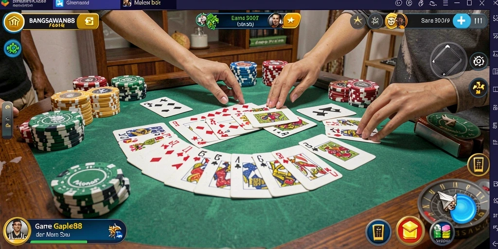 Screenshot gameplay BANGSAWAN88 yang menampilkan suasana seru permainan Gaple.