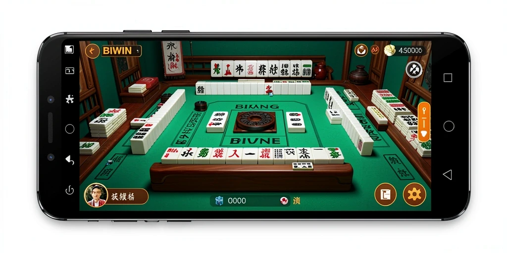 Screenshot gameplay BIWIN dengan pengaturan Mahjong yang menarik.