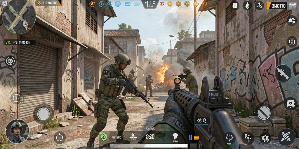 Screenshot menarik dari gameplay FPS FOMOTOTO.