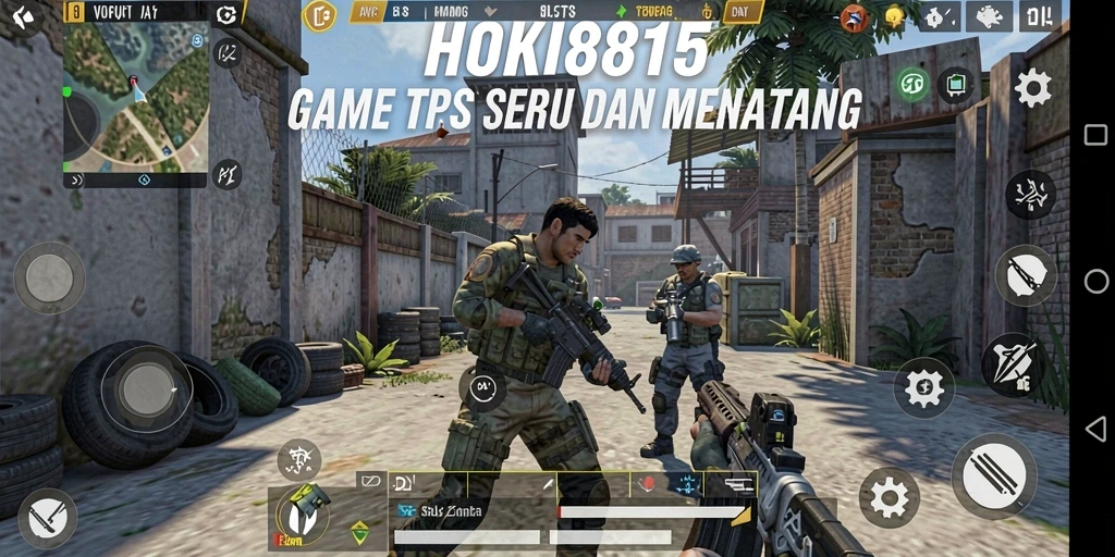 Tampilan gameplay seru HOKI8815 dalam aksi pertarungan TPS.