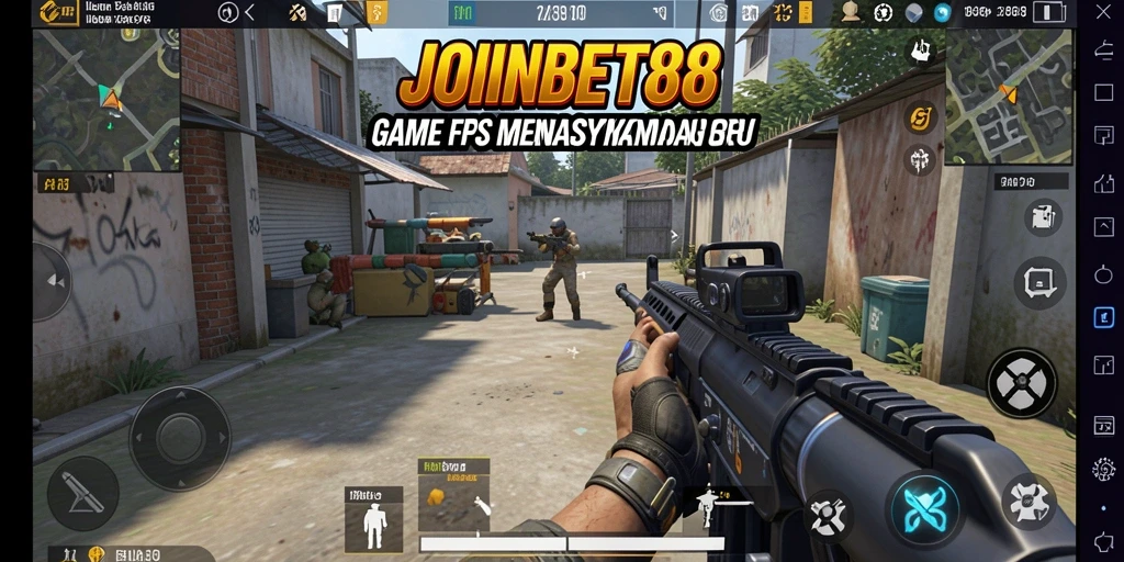 Screenshot utama dari JOINBET88 yang menampilkan aksi tembak-menembak FPS.