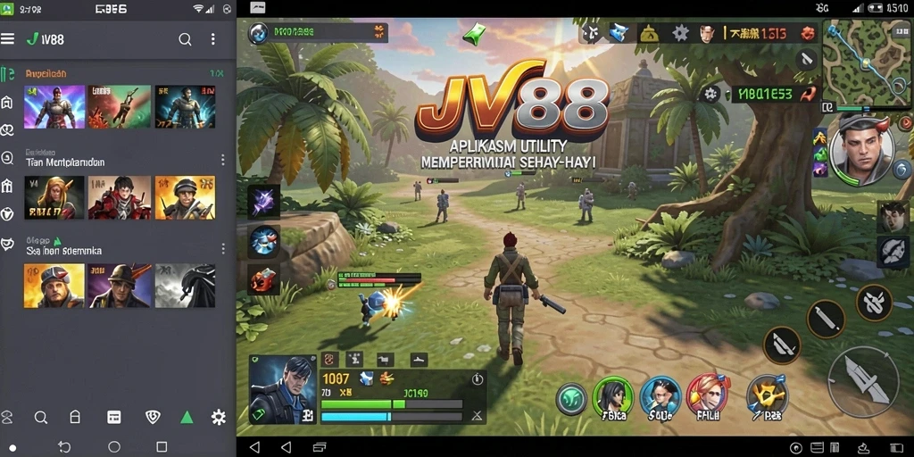 Tampilan utama aplikasi JV88 yang menunjukkan berbagai fitur Utility.