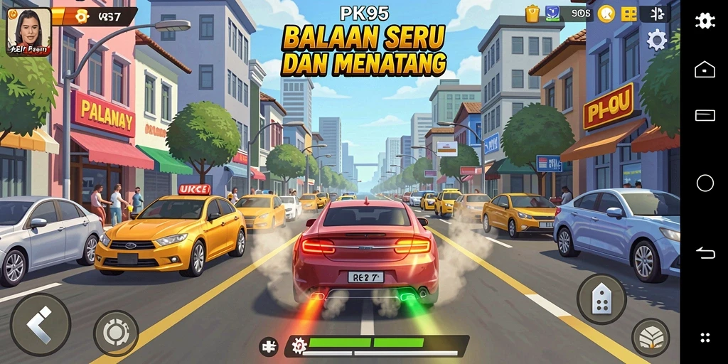 Gameplay balapan yang mendebarkan dan penuh aksi di PK95.