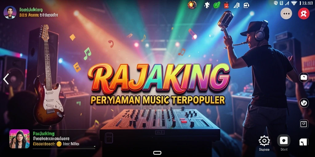 Tampilan gameplay RAJAKING dengan berbagai pilihan lagu musik.