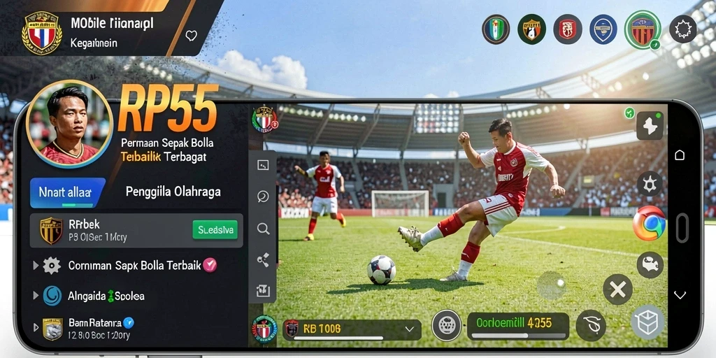 Tampilan gameplay sepenuhnya mengesankan dalam pertandingan sepak bola.