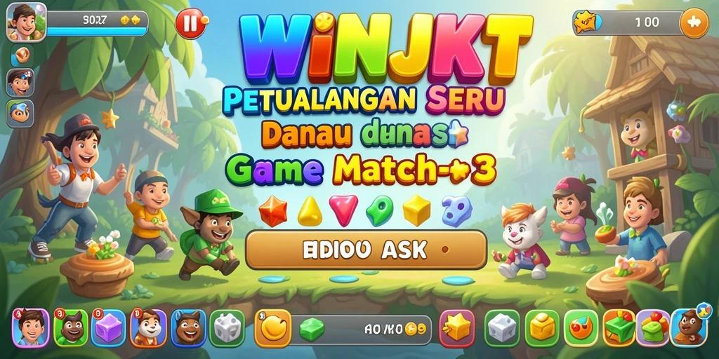 Tampilan gameplay seru dari WINJKT dengan level Match-3 yang menantang.