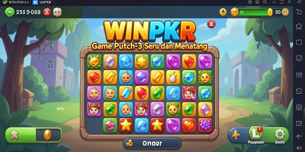 Tampilan gameplay seru dari game Match-3 WINPKR yang menghibur.